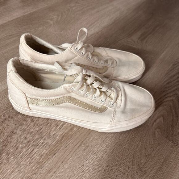 vans old skool rose gold lace up skate sneaker cream women's shoes size 9 - Picture 3 of 6